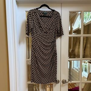Ralph Lauren Black and Tan Patterned Midi Dress
